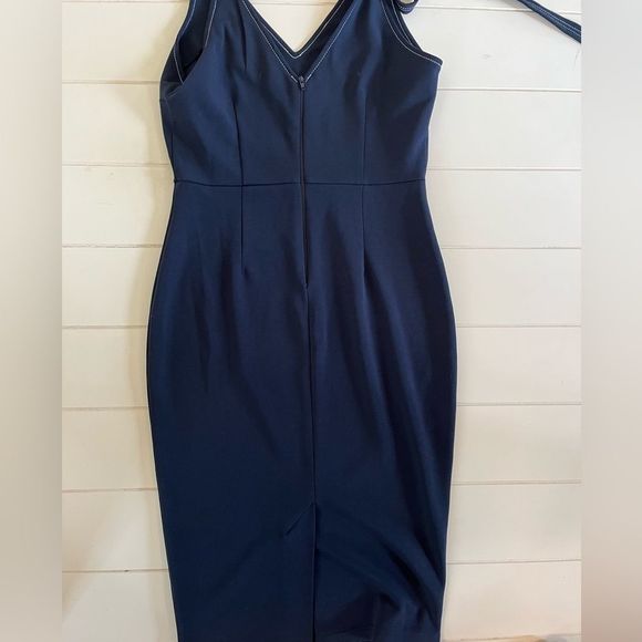 ASOS pencil dress navy and white  with tie shoulder strap size 6 - Picture 4 of 9